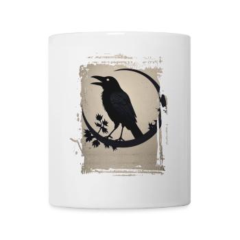Corbeau assis sur une branche - Mug blanc - blanc - Devant
