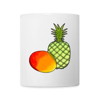 Mango Obst Früchte Ananas Vegetarisch Speise - Tasse - Weiß - Vorne