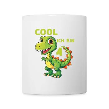 Dinosaurier 4 Kindergeburtstag Dino 4 Jahre Spruch - Tasse - Weiß - Vorne