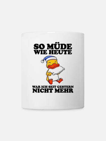 Ausschlafen Müde Spruch lustig Schlafen - Ente - Tasse - Weiß