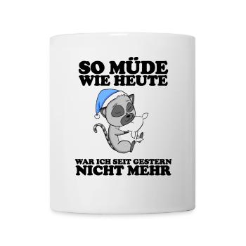 Ausschlafen Müde Spruch lustig Schlafen - Lemur - Tasse - Weiß - Vorne