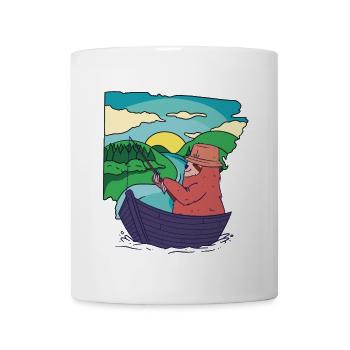Faultier Angler Boot Angel Sonnenuntergang angeln - Tasse - Weiß - Vorne