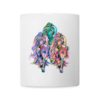 chevaux, cheval, poney, coloré, coloré, cavalier, cavalier - Mug blanc - blanc - Devant