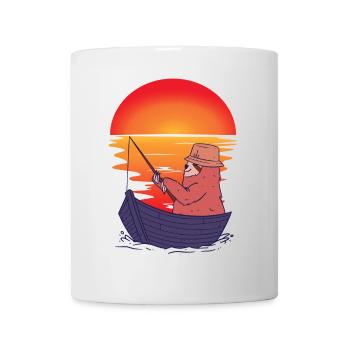 Faultier Angler Boot Angel Sonnenuntergang Ahoi - Tasse - Weiß - Vorne