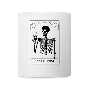 Funny Tarot Card Skeleton Coffee Optimist - Mug - white - Front