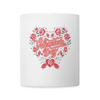 Saint-Valentin Romantique Cœur Floral - Mug blanc - blanc - Devant