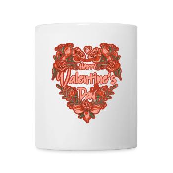 Happy Valentine's Day Heart of Roses - Mug - white - Front