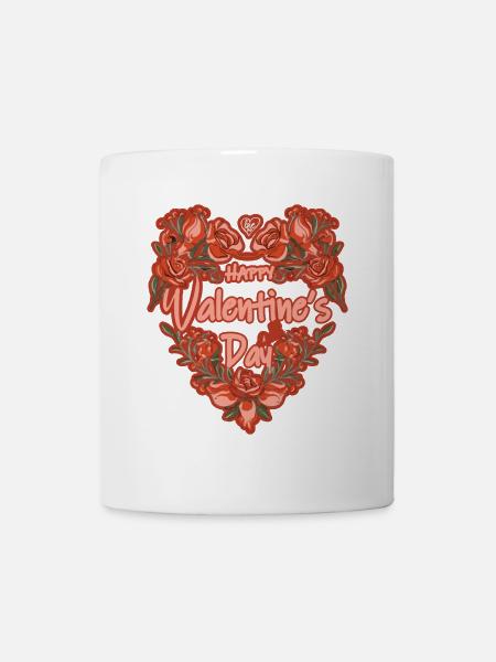 Happy Valentine's Day Heart of Roses - Mug - white