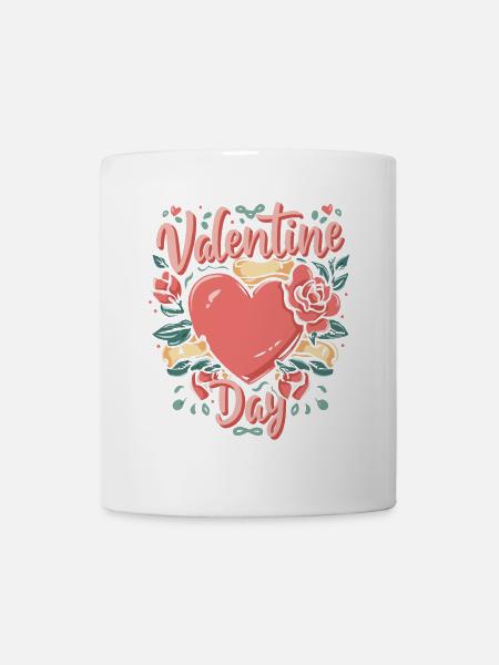 Valentinstags-Blumenherz - Tasse - Weiß