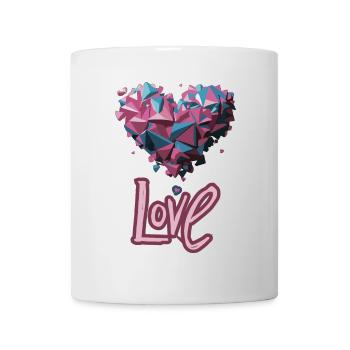 Pink and blue geometric heart - Mug - white - Front