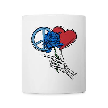 Peace, Flower, Heart, Skeleton, Death, World Peace - Mug - white - Front