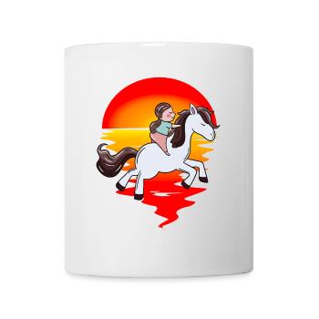 Rider, Horse, Children, Sunset, Ride, Steed - Mug - white - Front
