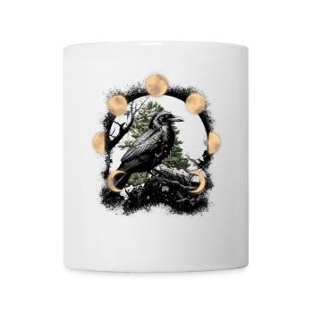 Dark Raven Crow Magic Moon Horror Halloween - Mug - white - Front