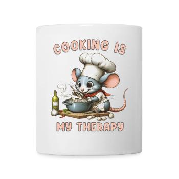 Rat Mouse Cook Chef cadeau La cuisine est ma thérapie - Mug blanc - blanc - Devant