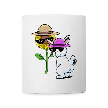Fantasy Bunny Rabbit Lunettes Jardin de tournesol - Mug blanc - blanc - Devant
