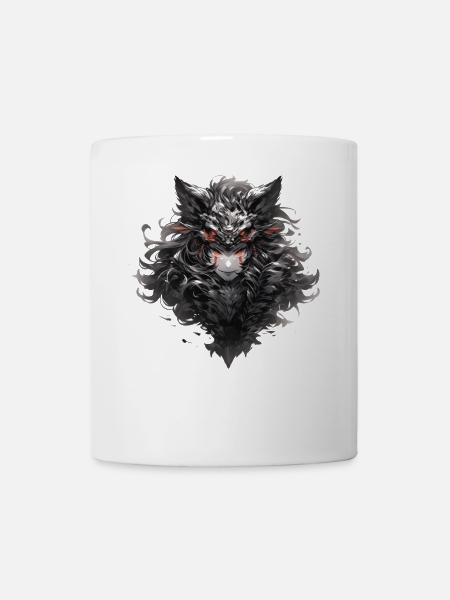 Dunkler Mondwolfmaske - Tasse - Weiß