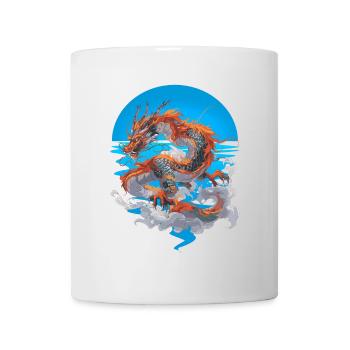 Drache Feuer Wasser Ozean Fabelwesen Fantasy - Tasse - Weiß - Vorne