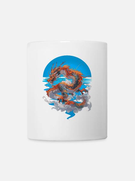 Drache Feuer Wasser Ozean Fabelwesen Fantasy - Tasse - Weiß