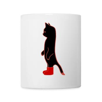 Black Cat with Red Boots - Mug - white - Front
