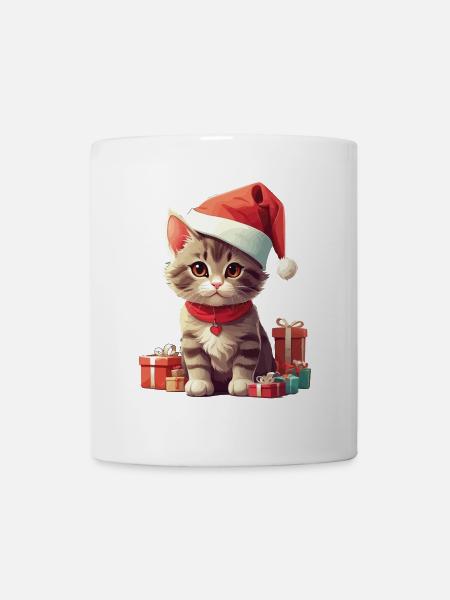 Christmas Katze Nikolaus Weihnachtsmann Katzen - Tasse - Weiß