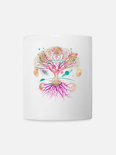 Mond Baum Meditation meditieren Universum Fantasy - Tasse - Weiß