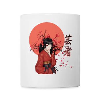 Geisha | Schönes Sakura-Mädchen | Orientalische Vibes - Tasse - Weiß - Vorne