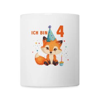 4 Geburtstag Füchse Tier Fuchs 4 Jahre Kinder - Tasse - Weiß - Vorne