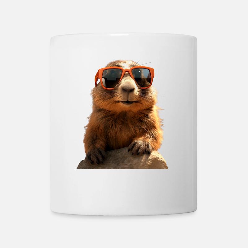 Murmeltier mit Sonnenbrille Nagetier Erdhörnchen - Tasse - Weiß
