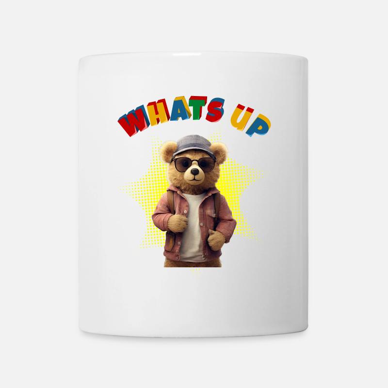 Whats Up Teddy - Lustiger Teddy Bär - Tasse - Weiß