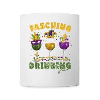 Fasching Karneval Drink Team Masken Gläser - Tasse - Weiß - Vorne