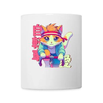Cycling anime cat Neko - Mug - white - Front