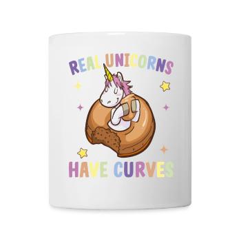 Echtes Einhorn hat Kurven mollig Einhornfan - Tasse - Weiß - Vorne
