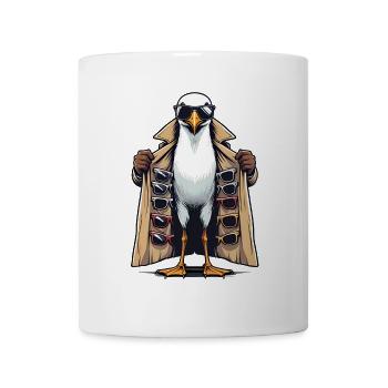 Seagull in trench coat sunglasses dealer salesman - Mug - white - Front