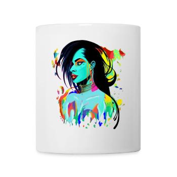 Neon Porträt Farbexplosion - Tasse - Weiß - Vorne