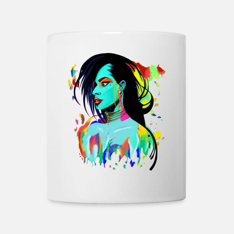 Neon Portrait Color Explosion - Mug - white