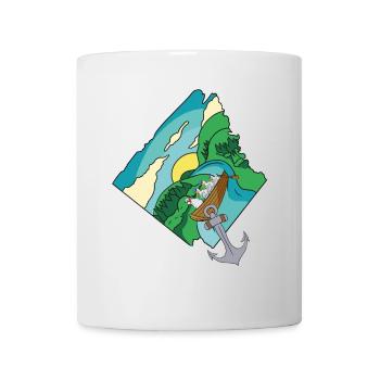 Oma Huhn Boot Bach runter Fantasy Geflügel Ausflug - Tasse - Weiß - Vorne