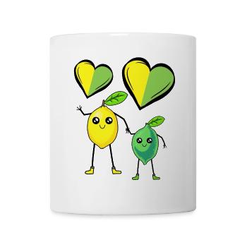 Zitrone Limette Herz Liebe Obst Früchte Vitamine C - Tasse - Weiß - Vorne