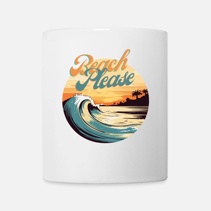 BeachPlease Retro Sunset Wave - Tasse - Weiß