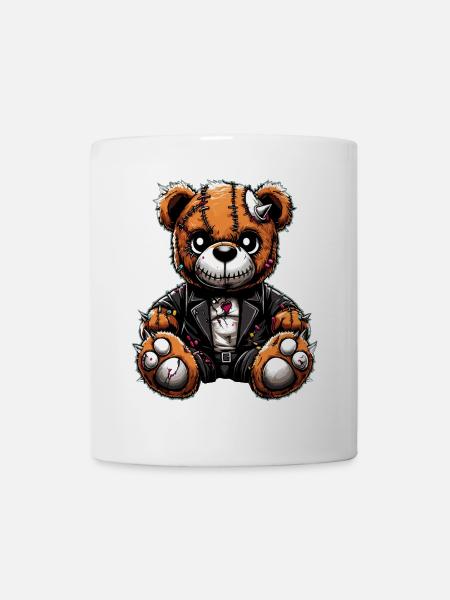 Punk-Rebell Plüsch Teddybär - Tasse - Weiß