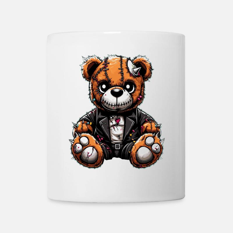 Punk-Rebell Plüsch Teddybär - Tasse - Weiß