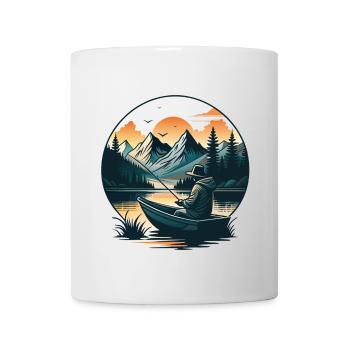 Scène sereine du pêcheur du lac de montagne - Mug blanc - blanc - Devant