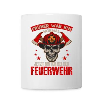 Feuerwehr Schädel mit Helmlogo - Tasse - Weiß - Vorne