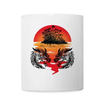 Dragon, South Seas, Island, Fantasy, Sunset, Demon - Mug - white - Front
