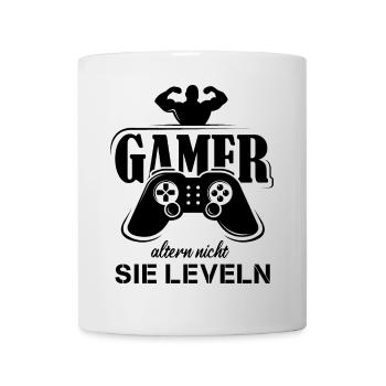 gamer fitness funny sayings leveling up controller - Mug - white - Front