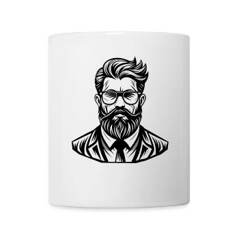 Stylish Male Bearded Portrait Illustration - Mug - white - Front