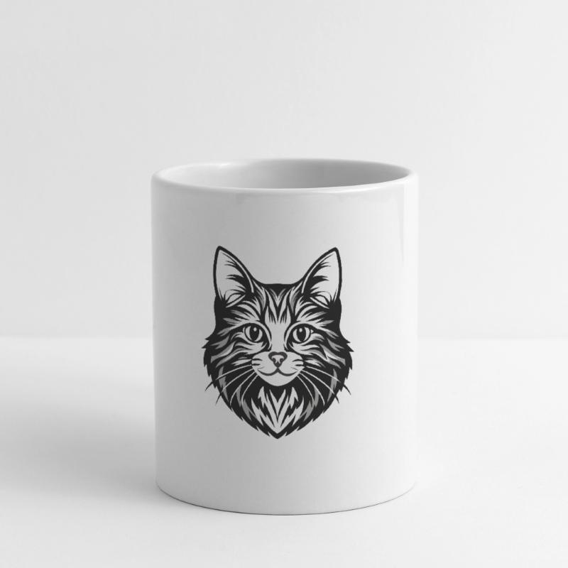 Illustration complexe de visage de chat Mug blanc