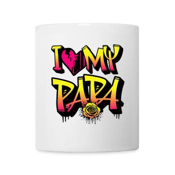 J’aime mon Papa génial Graffiti Style famille citation - Mug blanc - blanc - Devant