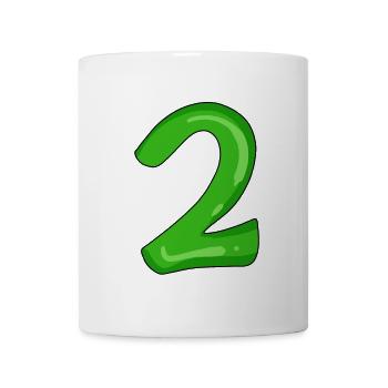 Zwei - 2 - Nummer Zahl - Tasse - Weiß - Vorne