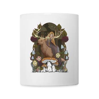 Conte de fées Conte de fées Personnage Fille Forêt Nature Cerf - Mug blanc - blanc - Devant