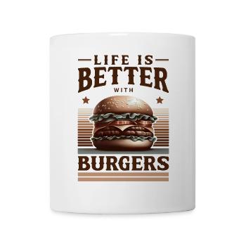 Lebensfreude mit Burger Motiv - Tasse - Weiß - Vorne